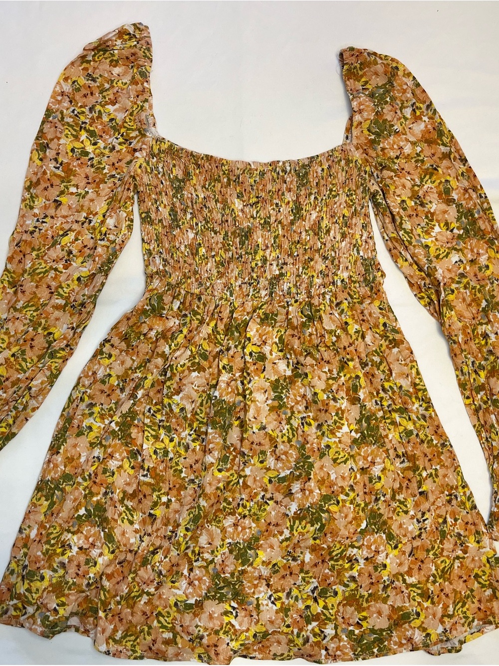 Floral Smocked Peasant Shirt